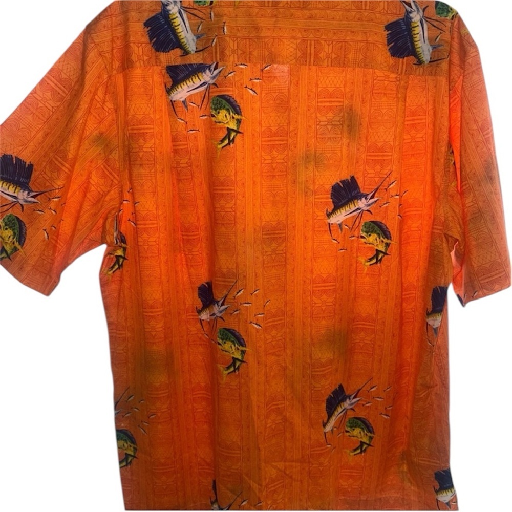 West Marine Men's Shirt Button Front Orange Size XL Fish S/S Limited Edition - Picture 6 of 7